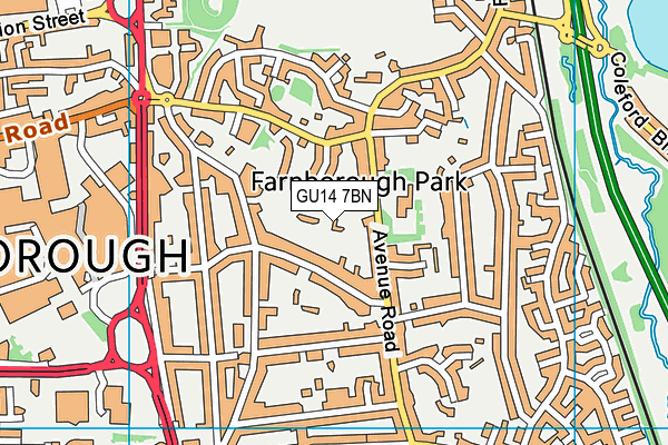 GU14 7BN map - OS VectorMap District (Ordnance Survey) GU14 7BN map - OS VectorMap District (Ordnance Survey)