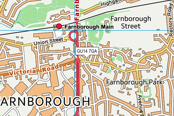 GU14 7GA map - OS VectorMap District (Ordnance Survey) GU14 7GA map - OS VectorMap District (Ordnance Survey)