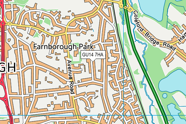 GU14 7HA map - OS VectorMap District (Ordnance Survey) GU14 7HA map - OS VectorMap District (Ordnance Survey)