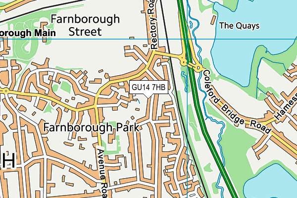 GU14 7HB map - OS VectorMap District (Ordnance Survey) GU14 7HB map - OS VectorMap District (Ordnance Survey)