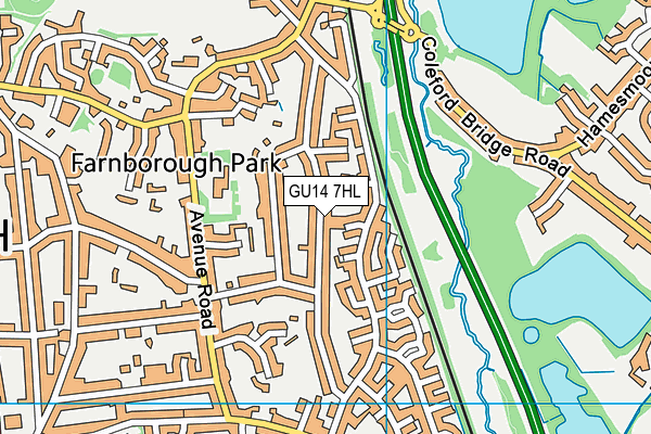 GU14 7HL map - OS VectorMap District (Ordnance Survey) GU14 7HL map - OS VectorMap District (Ordnance Survey)
