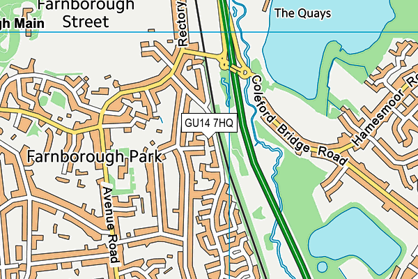 GU14 7HQ map - OS VectorMap District (Ordnance Survey) GU14 7HQ map - OS VectorMap District (Ordnance Survey)
