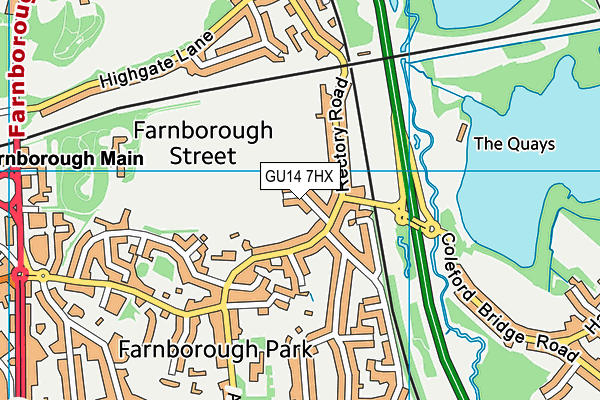 GU14 7HX map - OS VectorMap District (Ordnance Survey)