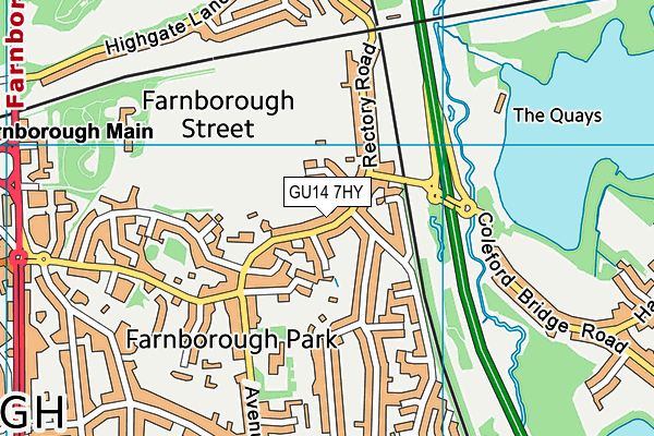 GU14 7HY map - OS VectorMap District (Ordnance Survey) GU14 7HY map - OS VectorMap District (Ordnance Survey)