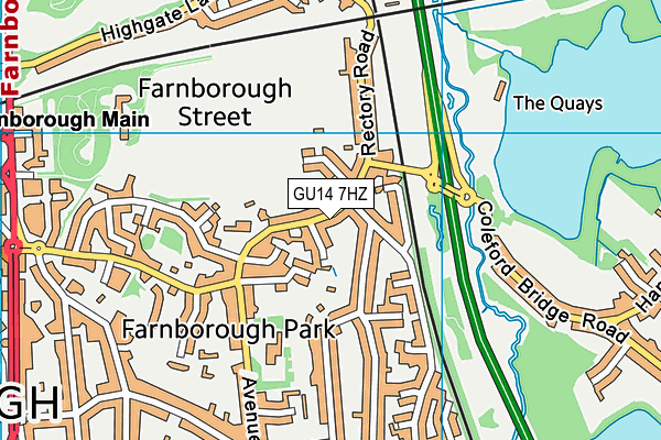 GU14 7HZ map - OS VectorMap District (Ordnance Survey) GU14 7HZ map - OS VectorMap District (Ordnance Survey)