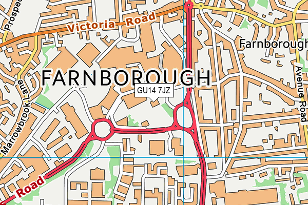 GU14 7JZ map - OS VectorMap District (Ordnance Survey) GU14 7JZ map - OS VectorMap District (Ordnance Survey)
