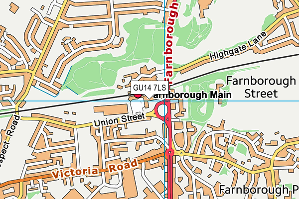 GU14 7LS map - OS VectorMap District (Ordnance Survey) GU14 7LS map - OS VectorMap District (Ordnance Survey)