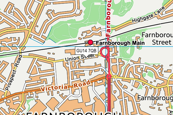 GU14 7QB map - OS VectorMap District (Ordnance Survey) GU14 7QB map - OS VectorMap District (Ordnance Survey)