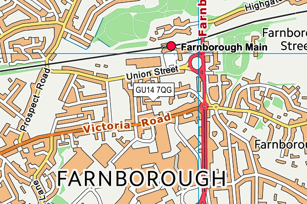 GU14 7QG map - OS VectorMap District (Ordnance Survey) GU14 7QG map - OS VectorMap District (Ordnance Survey)