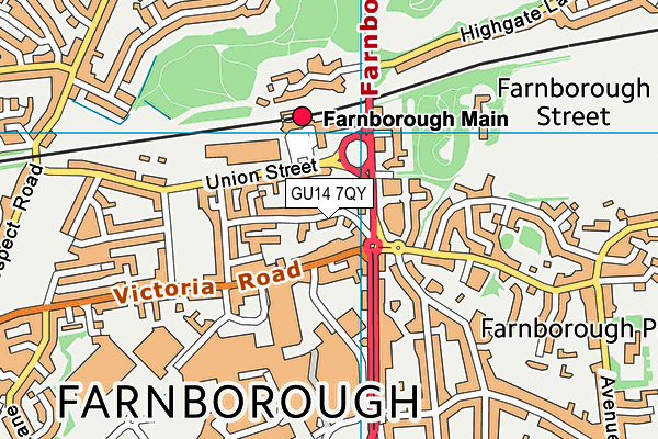 GU14 7QY map - OS VectorMap District (Ordnance Survey) GU14 7QY map - OS VectorMap District (Ordnance Survey)