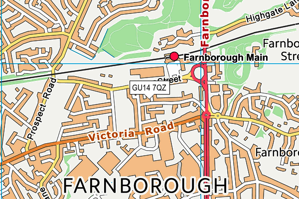 GU14 7QZ map - OS VectorMap District (Ordnance Survey) GU14 7QZ map - OS VectorMap District (Ordnance Survey)