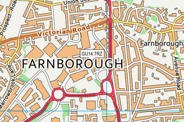 GU14 7RZ map - OS VectorMap District (Ordnance Survey) GU14 7RZ map - OS VectorMap District (Ordnance Survey)