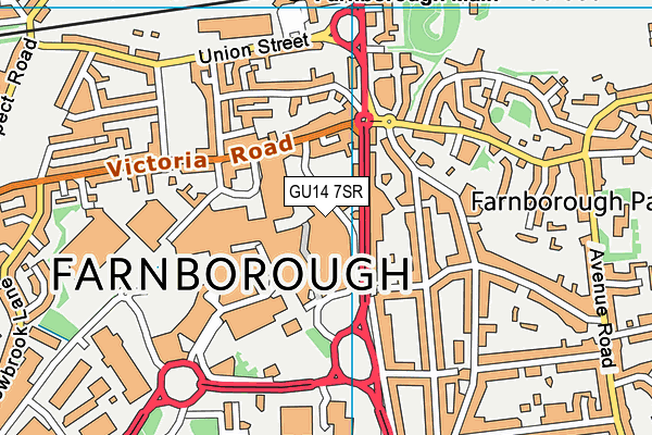 GU14 7SR map - OS VectorMap District (Ordnance Survey) GU14 7SR map - OS VectorMap District (Ordnance Survey)