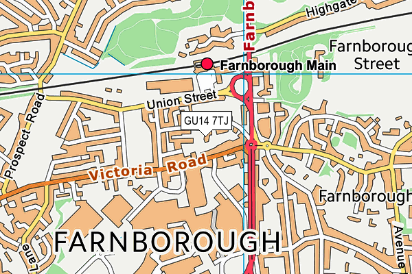 GU14 7TJ map - OS VectorMap District (Ordnance Survey) GU14 7TJ map - OS VectorMap District (Ordnance Survey)