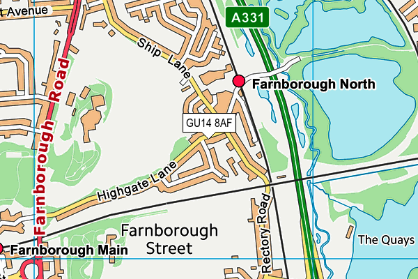 GU14 8AF map - OS VectorMap District (Ordnance Survey) GU14 8AF map - OS VectorMap District (Ordnance Survey)