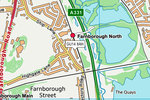 GU14 8AH map - OS VectorMap District (Ordnance Survey) GU14 8AH map - OS VectorMap District (Ordnance Survey)