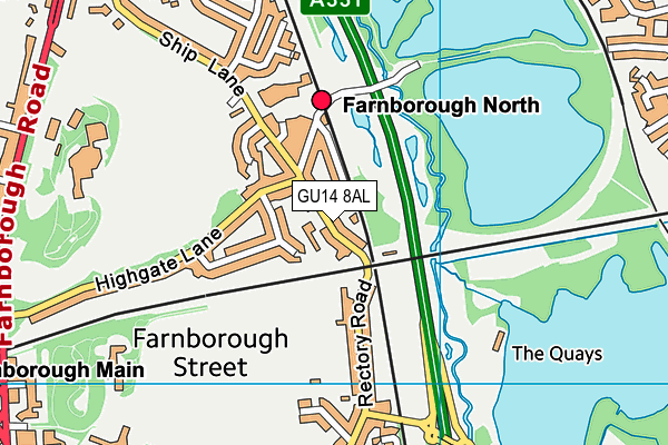 GU14 8AL map - OS VectorMap District (Ordnance Survey) GU14 8AL map - OS VectorMap District (Ordnance Survey)