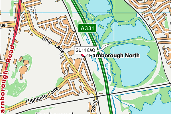 GU14 8AQ map - OS VectorMap District (Ordnance Survey) GU14 8AQ map - OS VectorMap District (Ordnance Survey)
