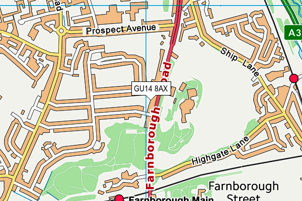 GU14 8AX map - OS VectorMap District (Ordnance Survey) GU14 8AX map - OS VectorMap District (Ordnance Survey)