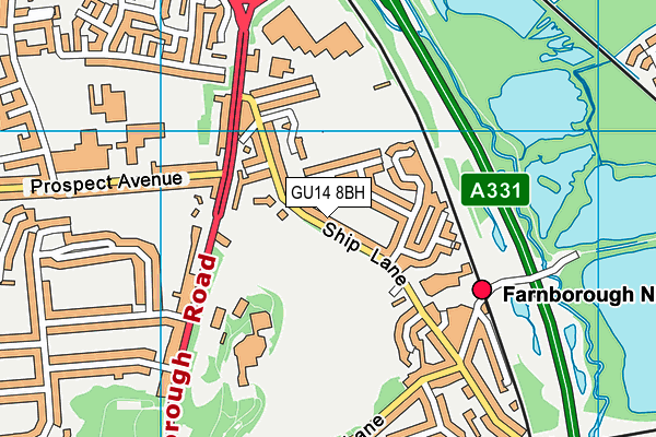 GU14 8BH map - OS VectorMap District (Ordnance Survey) GU14 8BH map - OS VectorMap District (Ordnance Survey)