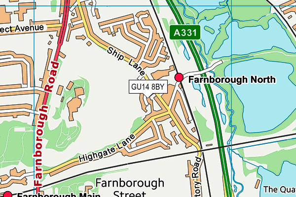 GU14 8BY map - OS VectorMap District (Ordnance Survey) GU14 8BY map - OS VectorMap District (Ordnance Survey)