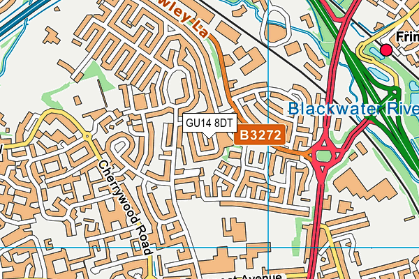 GU14 8DT map - OS VectorMap District (Ordnance Survey)