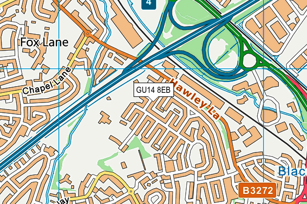 GU14 8EB map - OS VectorMap District (Ordnance Survey) GU14 8EB map - OS VectorMap District (Ordnance Survey)