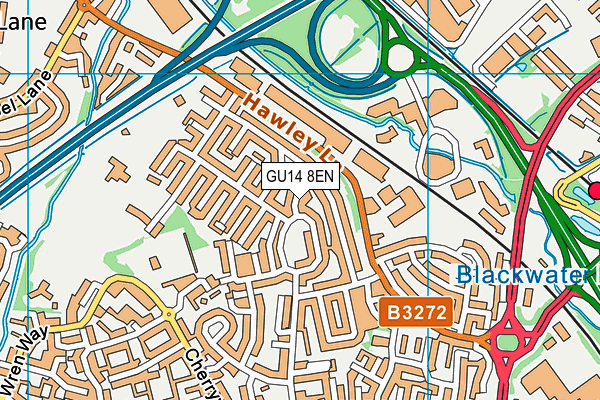 GU14 8EN map - OS VectorMap District (Ordnance Survey) GU14 8EN map - OS VectorMap District (Ordnance Survey)