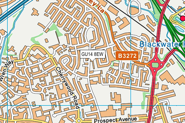 GU14 8EW map - OS VectorMap District (Ordnance Survey) GU14 8EW map - OS VectorMap District (Ordnance Survey)