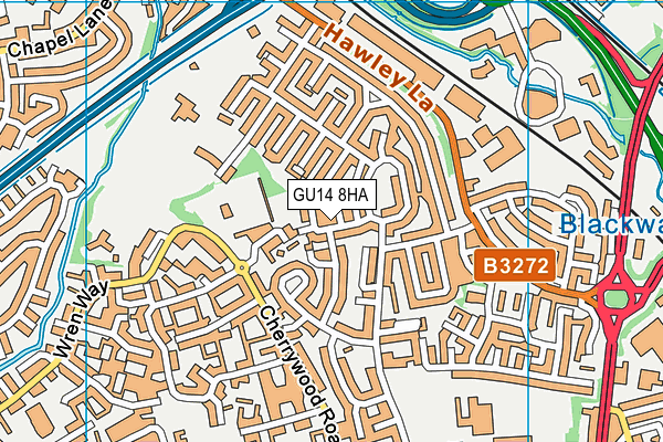 GU14 8HA map - OS VectorMap District (Ordnance Survey) GU14 8HA map - OS VectorMap District (Ordnance Survey)