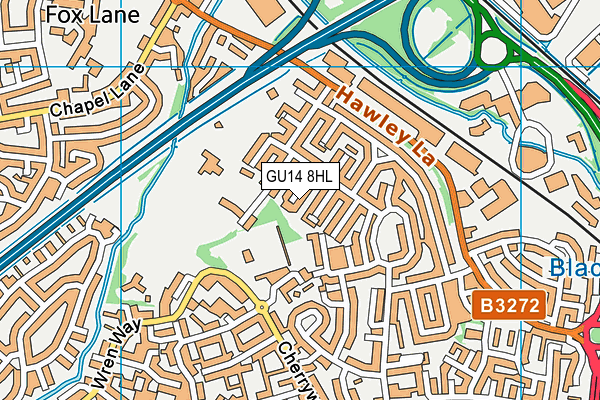 GU14 8HL map - OS VectorMap District (Ordnance Survey)