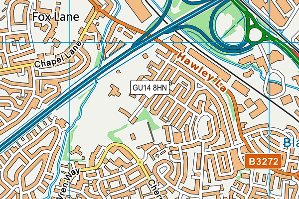 GU14 8HN map - OS VectorMap District (Ordnance Survey)