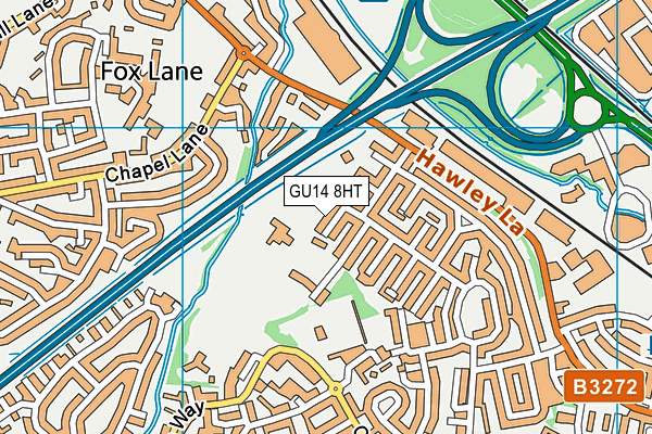 GU14 8HT map - OS VectorMap District (Ordnance Survey) GU14 8HT map - OS VectorMap District (Ordnance Survey)