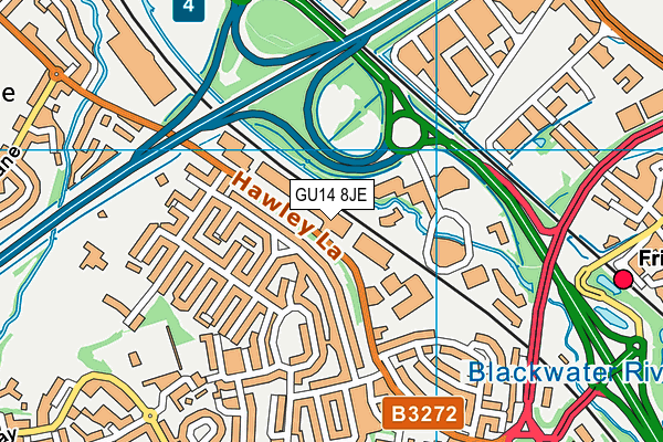 GU14 8JE map - OS VectorMap District (Ordnance Survey)