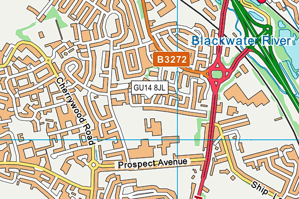 GU14 8JL map - OS VectorMap District (Ordnance Survey) GU14 8JL map - OS VectorMap District (Ordnance Survey)