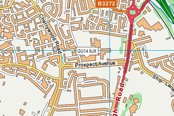 GU14 8JX map - OS VectorMap District (Ordnance Survey) GU14 8JX map - OS VectorMap District (Ordnance Survey)