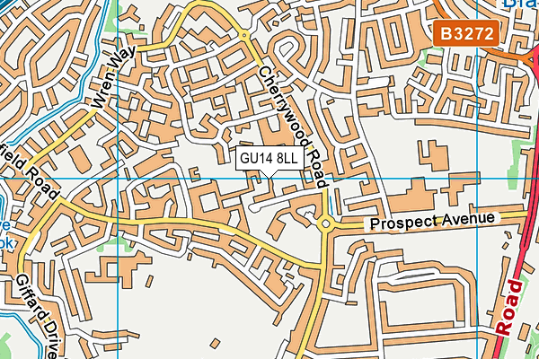GU14 8LL map - OS VectorMap District (Ordnance Survey) GU14 8LL map - OS VectorMap District (Ordnance Survey)