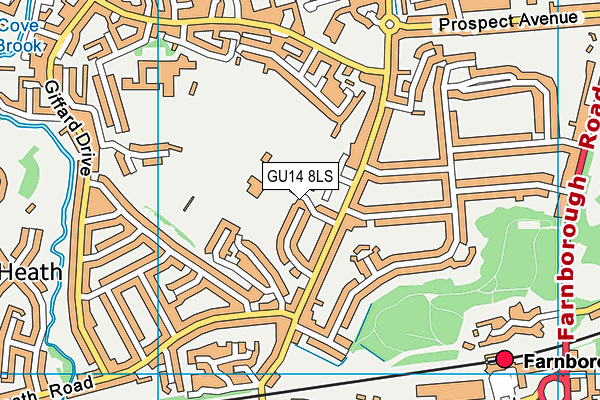 GU14 8LS map - OS VectorMap District (Ordnance Survey) GU14 8LS map - OS VectorMap District (Ordnance Survey)