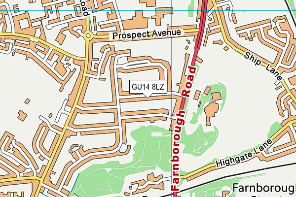GU14 8LZ map - OS VectorMap District (Ordnance Survey)