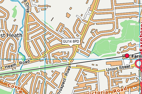 GU14 8PD map - OS VectorMap District (Ordnance Survey) GU14 8PD map - OS VectorMap District (Ordnance Survey)