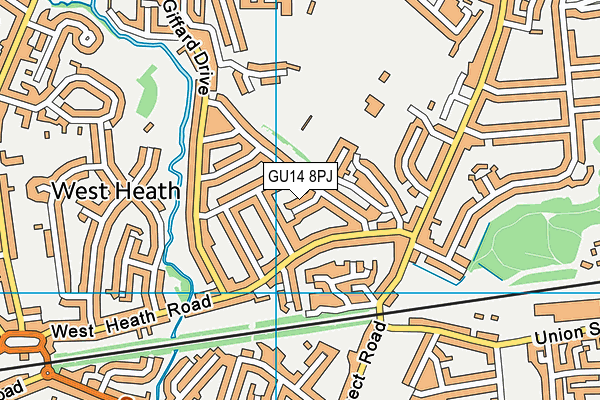GU14 8PJ map - OS VectorMap District (Ordnance Survey) GU14 8PJ map - OS VectorMap District (Ordnance Survey)