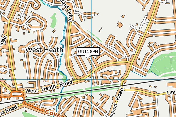 GU14 8PN map - OS VectorMap District (Ordnance Survey) GU14 8PN map - OS VectorMap District (Ordnance Survey)