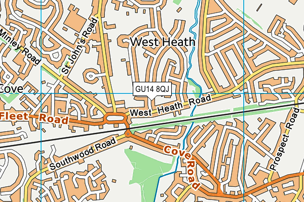 GU14 8QJ map - OS VectorMap District (Ordnance Survey) GU14 8QJ map - OS VectorMap District (Ordnance Survey)