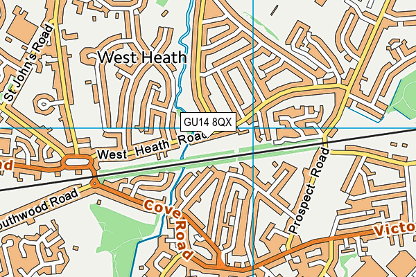 GU14 8QX map - OS VectorMap District (Ordnance Survey) GU14 8QX map - OS VectorMap District (Ordnance Survey)