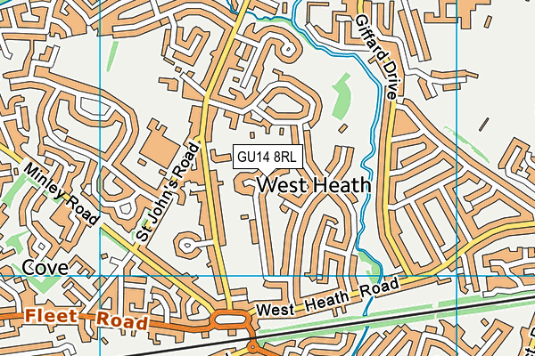 GU14 8RL map - OS VectorMap District (Ordnance Survey) GU14 8RL map - OS VectorMap District (Ordnance Survey)