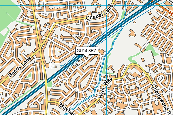 GU14 8RZ map - OS VectorMap District (Ordnance Survey) GU14 8RZ map - OS VectorMap District (Ordnance Survey)