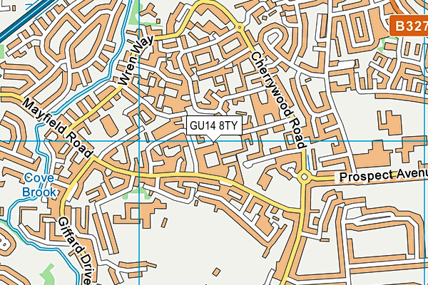 GU14 8TY map - OS VectorMap District (Ordnance Survey) GU14 8TY map - OS VectorMap District (Ordnance Survey)