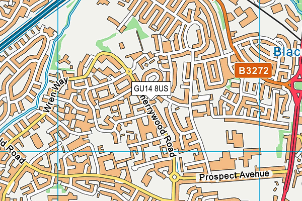 GU14 8US map - OS VectorMap District (Ordnance Survey) GU14 8US map - OS VectorMap District (Ordnance Survey)