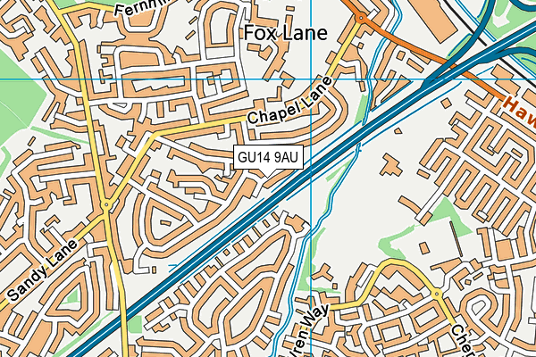 GU14 9AU map - OS VectorMap District (Ordnance Survey) GU14 9AU map - OS VectorMap District (Ordnance Survey)