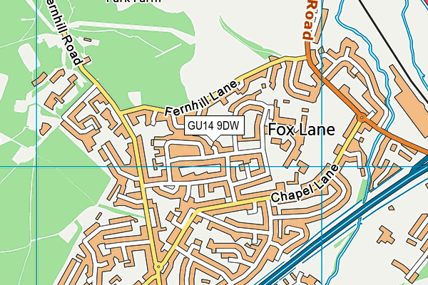 GU14 9DW map - OS VectorMap District (Ordnance Survey) GU14 9DW map - OS VectorMap District (Ordnance Survey)